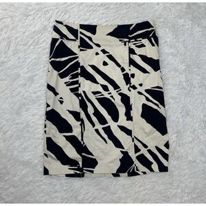 New York And Company Black Zebra‎ Spotted Midi Slinky Skirt Size 2